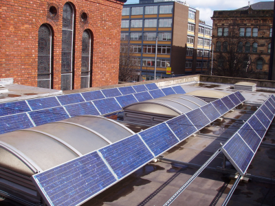 Photovoltaic panels on the roof of St George's