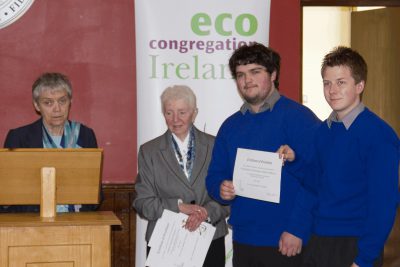 Sr Catherine Brennan and Sr Regina O'Connell pictured with two transition year pupils from Miltown Secondary School 