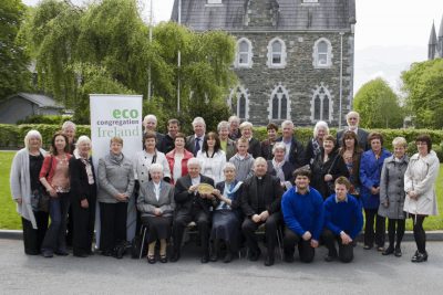 Bishop Bill Murphy and the Kerry diocesan JPIC Committee pictured with the award from Sr Catherine Brennan, chairperson of Eco-Congregation Ireland, with supporters and people from participating parishes 