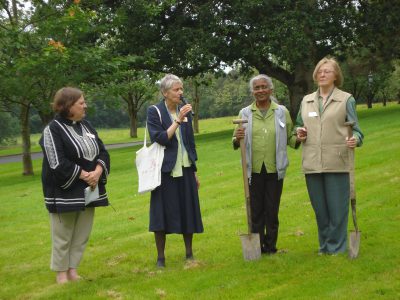 Pictured at the tree blessing from left to right: Rev Elaine Murray, Sr Catherine Brennan, chairperson of Eco-Congregation Ireland, Sr Benedicta Pathinatxer and Sr Louisa Poole