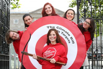 Stop Climate Chaos action outside the Dáil